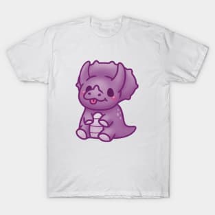 Cute Purple Triceratop Dinosaur T-Shirt